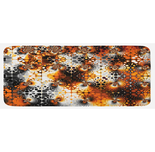 Burnt Orange Kitchen Mat Vintage Mosaic
