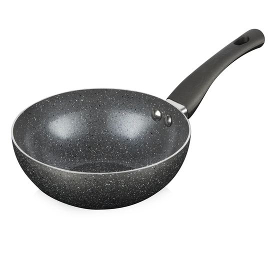 Tower T700024 Cerastone Mini Wok, Non Stick Ceramic Coating, Easy to Clean, Ergonomic Stay-Cool handle, Graphite, 16 cm