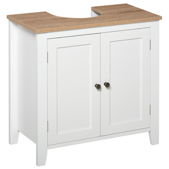 kleankin Bathroom Pedestal Under Sink Cabinet Floor w/ Storage Shelf
