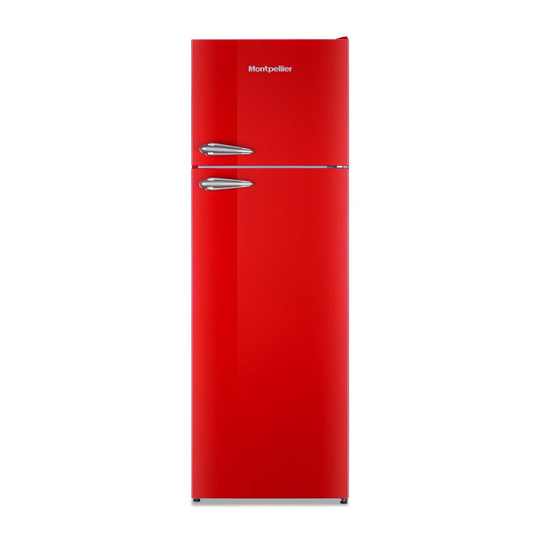 Montpellier MAB346R Red Freestanding Tall Retro Style Top Mount Fridge Freezer