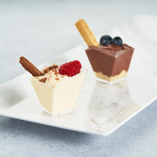 100 Small Clear Multi-Use Square Plastic Mini Parfait Dessert Appetizer Bowl Pudding Mousse Party Cups - 70Ml