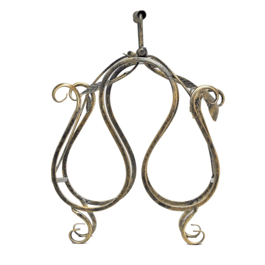 Maksim 3 Bottle Tabletop Wine Bottle Rack in Antique Gold Black