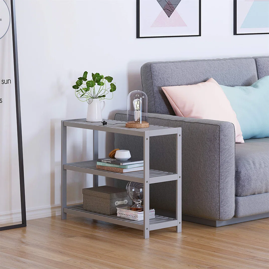 3 Tier Bamboo Storage Rack For Bathroom, Bedroom, Kitchen Storage Shelf Unit - GREY