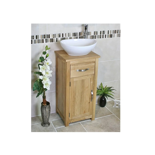 Coughlin Compact Solid Oak 400mm Free-Standing Single Vanity Unit