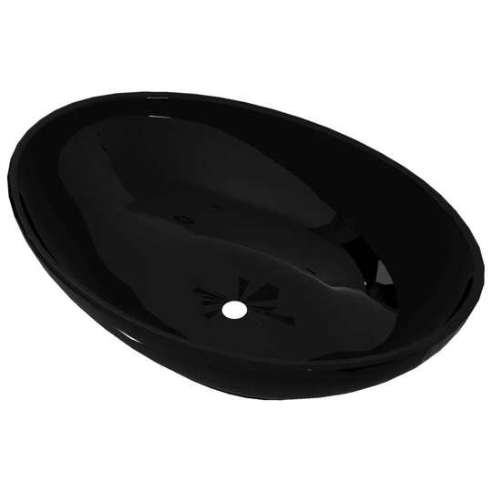 Brallan Black Ceramic Oval Bathroom Sink