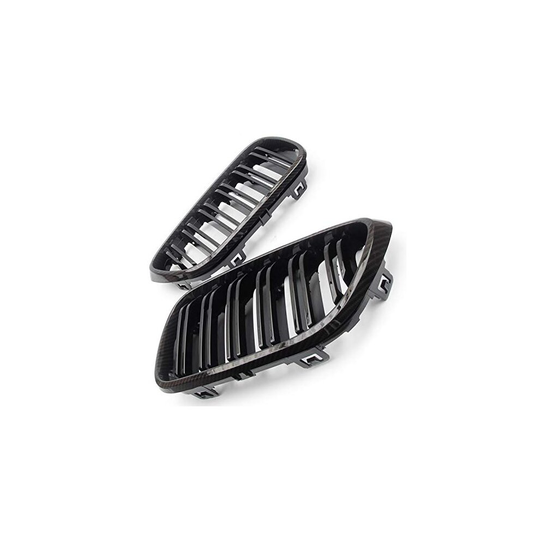 Carbon Fibre Effect & Gloss Black M-Sport M2 Style Front Bumper Grilles to fit BMW 2 Series F22