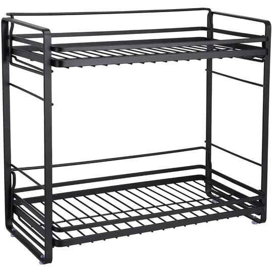 2-Tier Bathroom Countertop Organizer - Detachable Standing Rack Bathroom Storage Shelf Cosmetic Holder Vanity Tray - Kitchen Spice Rack Shower Caddy W