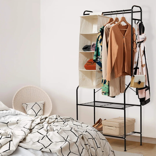Coat Rack Stand Versatile Hall Tree Storage Rack Coat Rack With Shoe Rack Home Office Hallway Bedroom 155CM (Black)