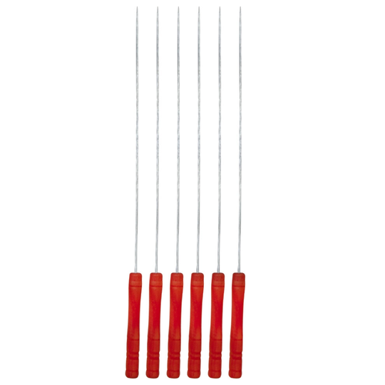Metal BBQ Skewers BBQ Grilling Skewers Reusable Grill Sticks with Handle for Kebabs, Barbecue, Camping, Cocktail, Buffets, Parties, Pack of 6