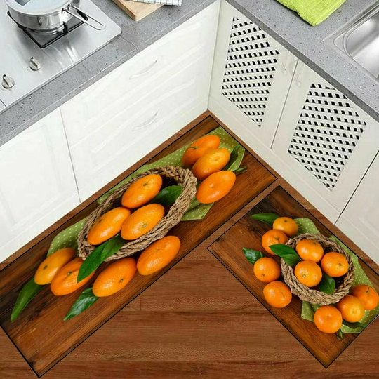 New 3D Non-Slip Kitchen Mat Door Mat Indoor Rug Orange Pattern