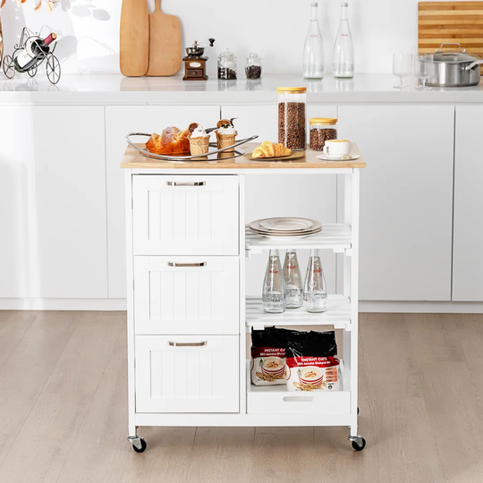Mobile Kitchen Island, Kitchen Buffet Storage On Rolling Wheels