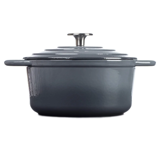 Round Casserole Dish - Cast Iron Ceramic Induction And Gas Safe Non Stick Dutch Oven Roasting Cooker - With Lid