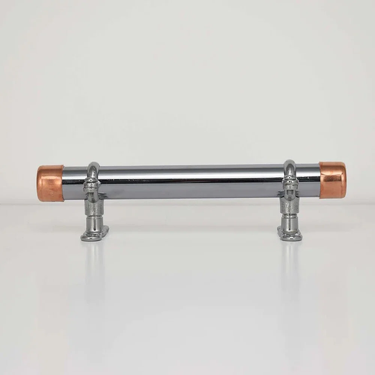 Chrome Bar Handle With Brackets (Thick-Bodied)