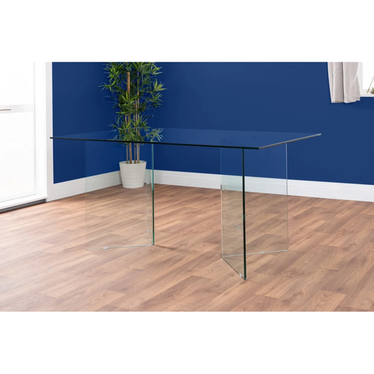 Casillas 90Cm Glass Double Pedestal Dining Table