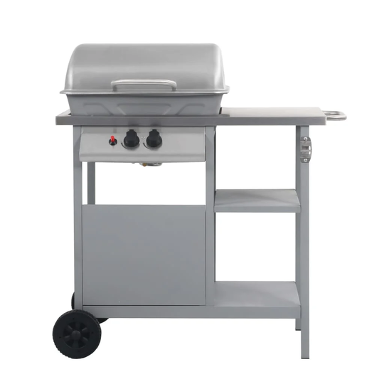 Mullenax Gas Barbecue Grill With 3-Layer Side Table Black And Silver