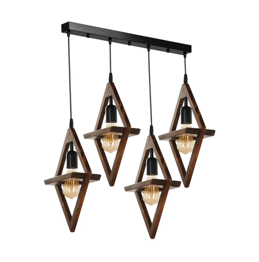 Zahraa 4 - Light Kitchen Island Geometric Pendant with Wood Accents