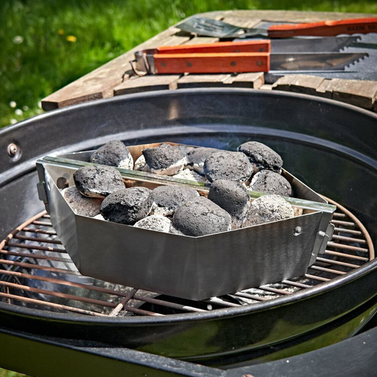 SA Products Stainless Steel Charcoal Basket - BBQ Grilling Basket for 57cm Kettle Grills - Coal Briquettes Holder for Even Heat, Smokey Flavour