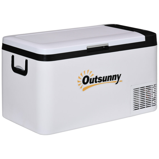 Outsunny 12V Portable Car Refrigerator w/ Inner LED Light Indoor Grey