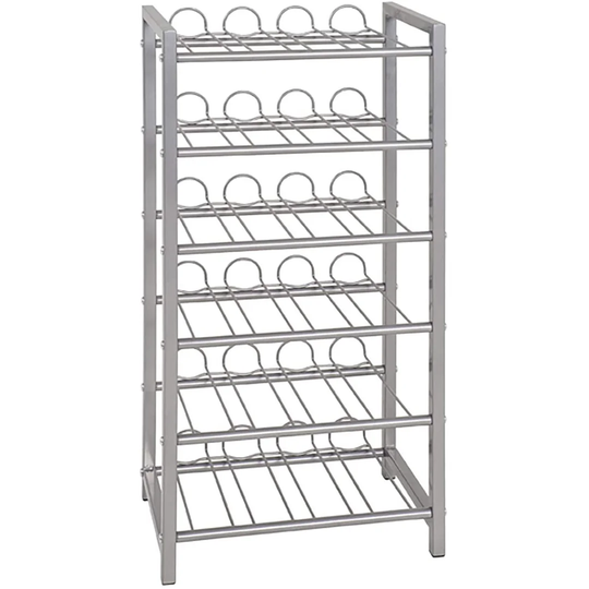 Deshaya 24 Bottle Floor Wine Bottle Rack in Silver