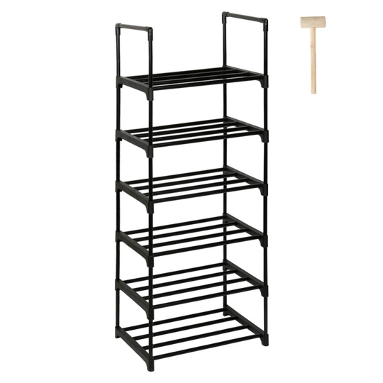 6 Tier Shoe Rack, Metal Narrow Stackable Shoe Storage Racks Organiser Tower Stand Shelves Hold up to 12 Pairs of Shoes