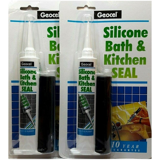 2 PCS GEOCEL SILICONE BATH KITCHEN SEALANT WITH PLUNGER 78G SINK SHOWER GAPS CRACKS FIX