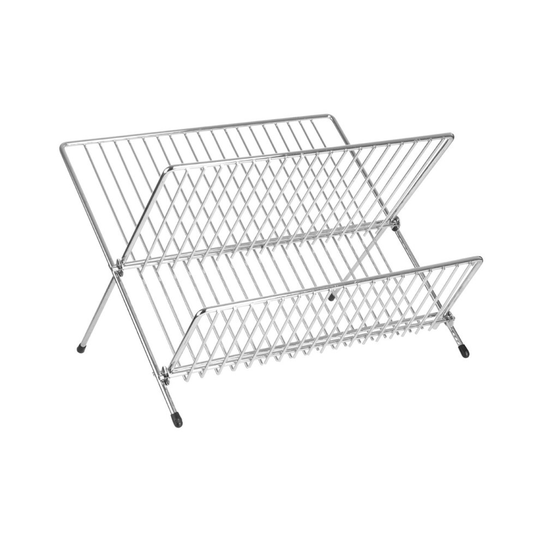 Folding Dish Drainer Chrome Wire Compact Storage