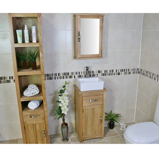 Council Compact Solid Oak 400mm Free-Standing Vanity Unit