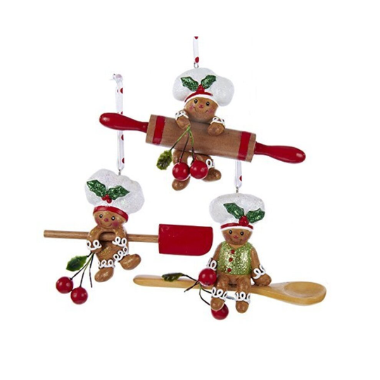 Kurt Adler 4-Inch Gingerbread Baking Tool Ornaments