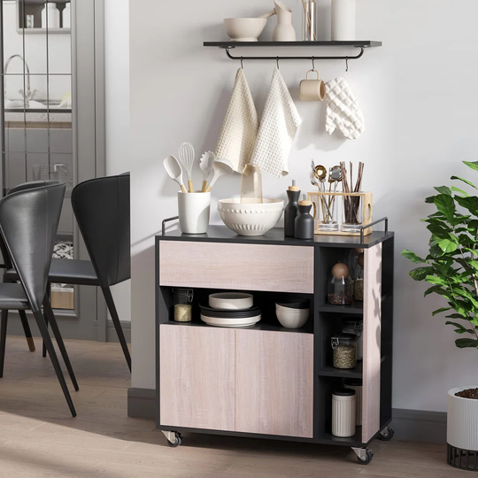 Modern Kitchen Island Storage Cabinet, Serving Trolley Cart Cupboard