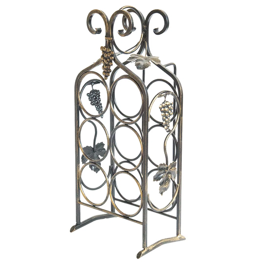 Camelot 6 Bottle Floor Wine Bottle Rack in Gold