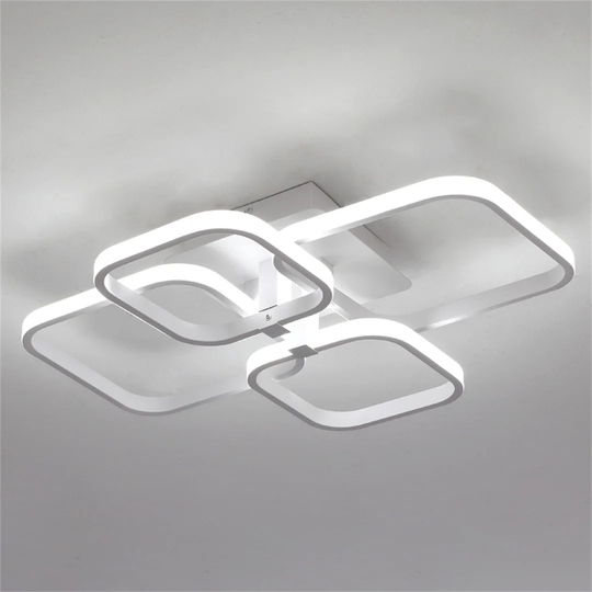 Modern Ceiling Lamp Dimmable With Remote Control Chandelier 4 Square Lights Acrylic Led Light Fixtures For Kitchen Island Bedroom Living Room,(white A