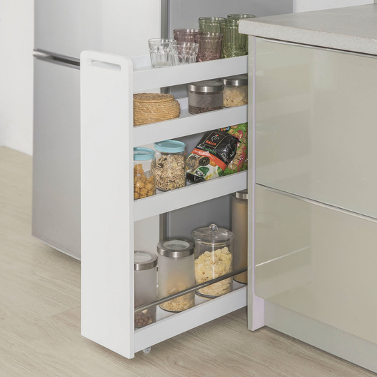 SoBuy® NSR01-W, 4 Tiers Serving Trolley Slide Out Storage Rack Shelf on Wheels
