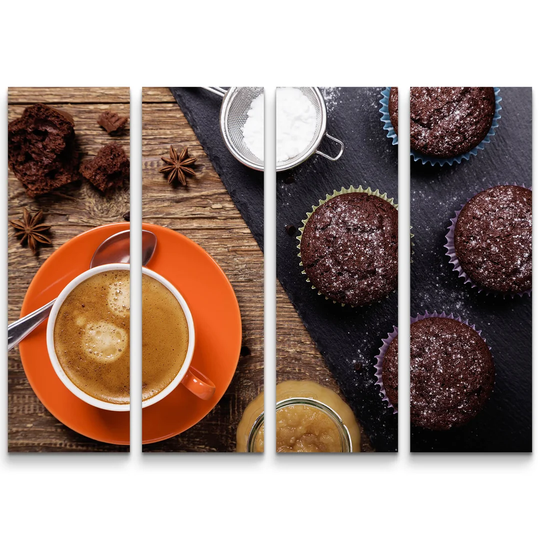Coffee and Chocolate Muffins Photographic Print Multi-Piece Image on Canvas