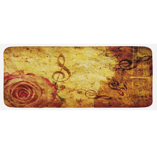 Kelsi Old Rose Music Note Shabby Kitchen Mat