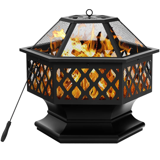 Leonard 61Cm H x 57Cm W Iron Wood Burning Outdoor Fire Pit with Lid