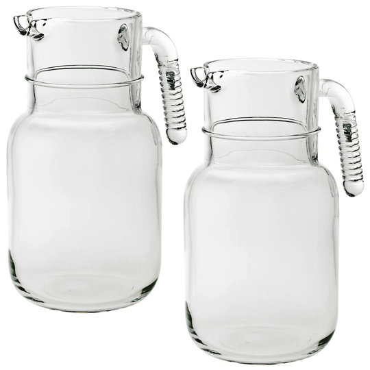 2 X 1.5L Glass Wine Water Juice Carafe Jug Drink Cocktail Decanter Handle