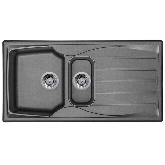 Astracast Sierra 1.5 Bowl Reversible Graphite Grey Kitchen Sink And Basket Waste