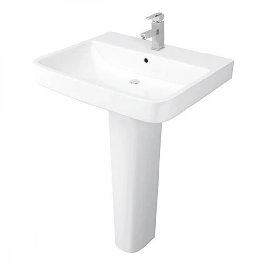 Sicily 73Cm Tall Gloss White Vitreous China U-Shaped Full Pedestal Basin Bathroom Sink