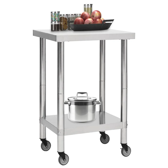 Birda 60 Cm Stainless Steel Prep Table with Locking Wheels