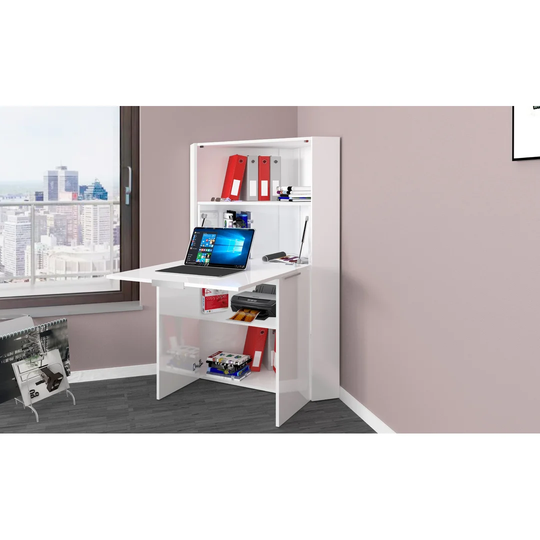 Bickman Corner Hidden Top Cabinet with Shelves and Worktop Floating Desk