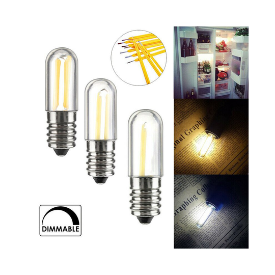 (1w, Warm White) 2PCS Dimmable E14 LED Freezer Filament Light Bulbs 1-4W Refrigerator Lamp