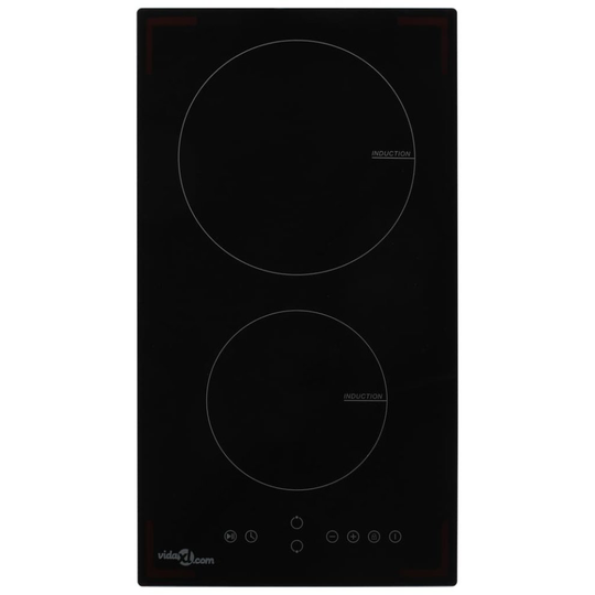 vidaXL Induction Hob with 2 Burners Touch Control Glass 3500W Kitchen Built-in