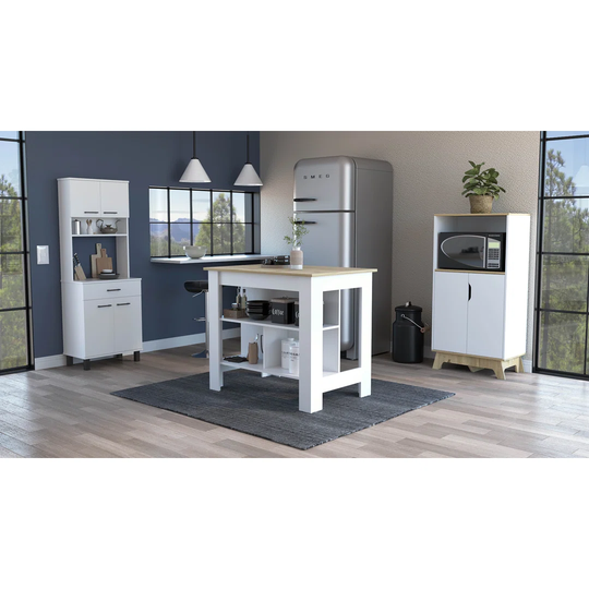 Set Linea Z Kitchen, Auxiliary Microwave Cabinet Z-65 + Kitchen Buffet Cabinet Z-60 + Kitchen Island Cala