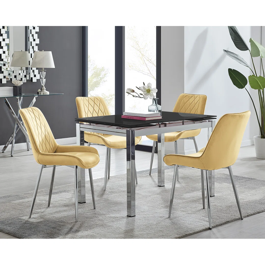 Cosmo Dining Table And 4 Cream Pesaro Gold Leg Chairs