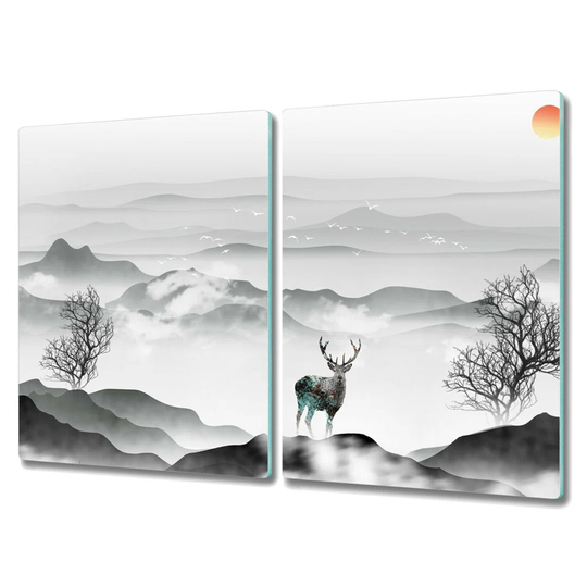 Mushegh Tempered Glass Mountains Deer Chopping Board