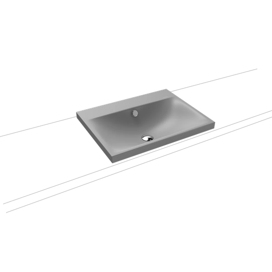 Cold Grey Steel Enamel Rectangular Countertop Bathroom Sink