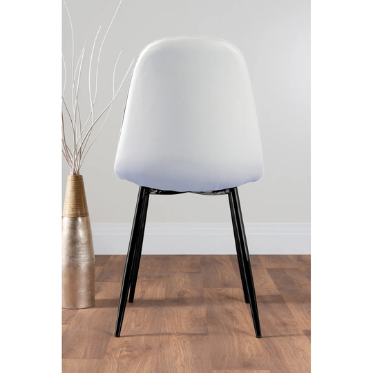 Novara Black Leg 120Cm Round Glass Dining Table & 4 White Corona Black Leg Chairs