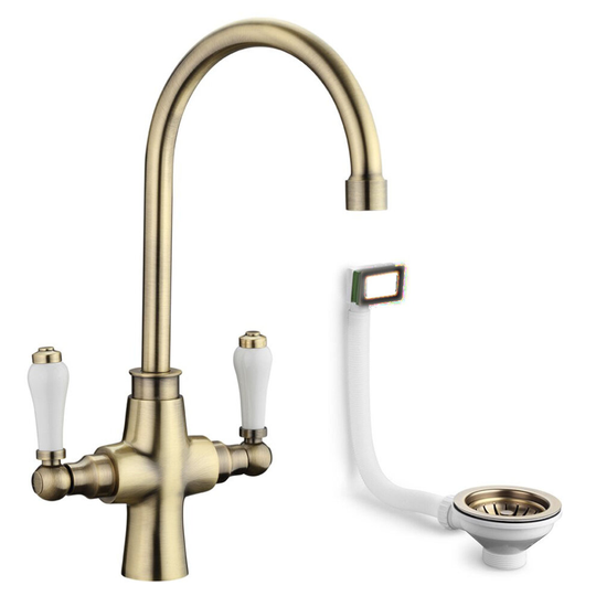 Kitchen Sink Tap Antique Brass & Overflow Waste