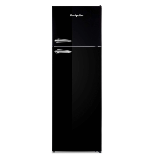 Montpellier MAB346K Black Freestanding Tall Retro Style Top Mount Fridge Freezer