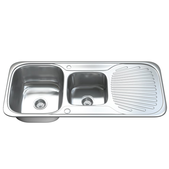 Dihl 1503 1.5 One & Half Bowl Stainless Steel Kitchen Sink, Drainer & Waste